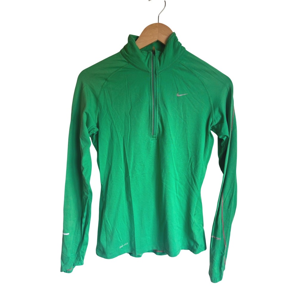 Nike Element Dri-FIT Womens Small Green Pink Quarter Zip Running Pullover Top